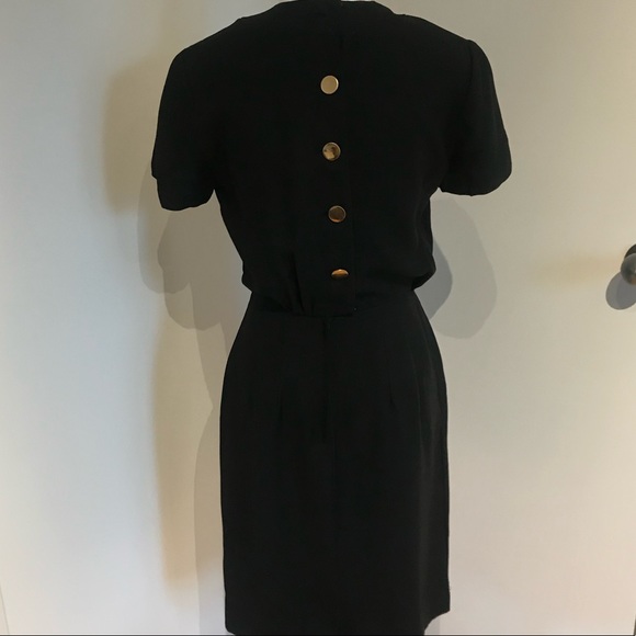 Vintage 1960s black dress with gold buttons - Picture 3 of 5